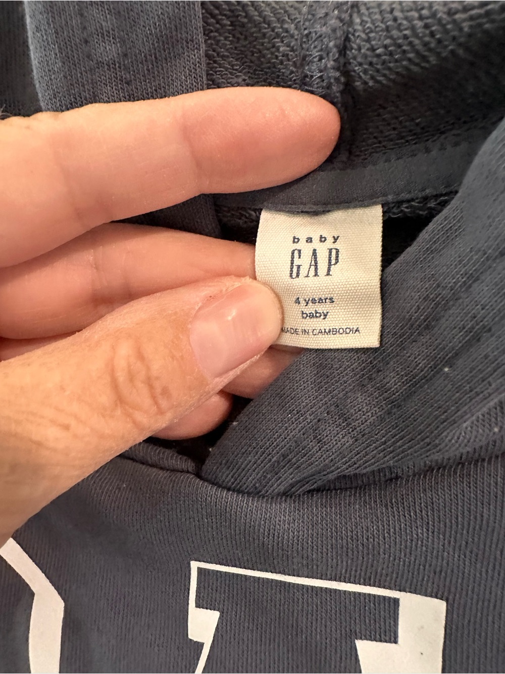 Baby GAP Navy Hooded Sweatshirt with White Graphic